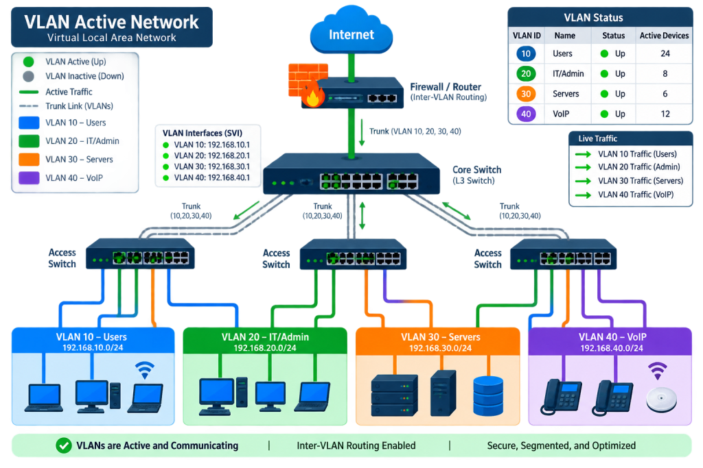 خدمات اکتیو شبکه /VLAN